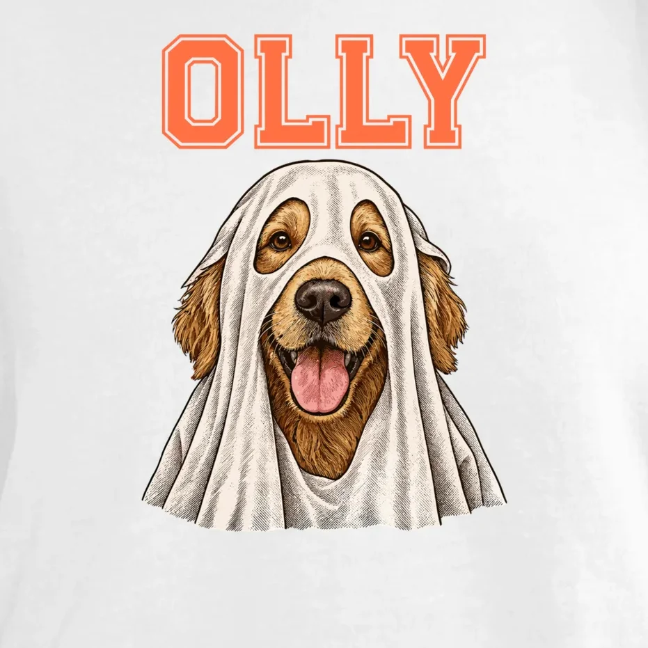 Custom Halloween Ghost Pet Portrait with Name – Personalized Spooky Dog & Cat Comfort Colors Unisex T-Shirt - Front - Close-up