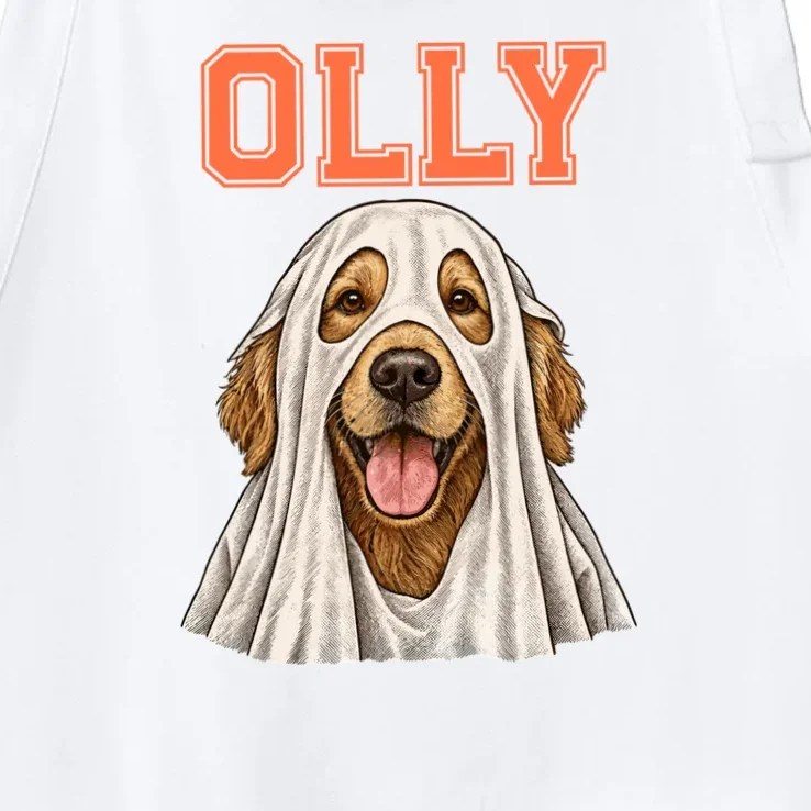 Custom Halloween Ghost Pet Portrait with Name – Personalized Spooky Dog & Cat Apron - Front - Close-up