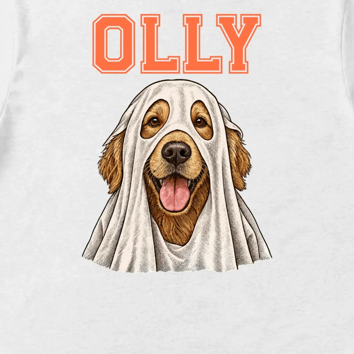 Custom Halloween Ghost Pet Portrait with Name – Personalized Spooky Dog & Cat Shirt Men's T-Shirt - Front - Close-up