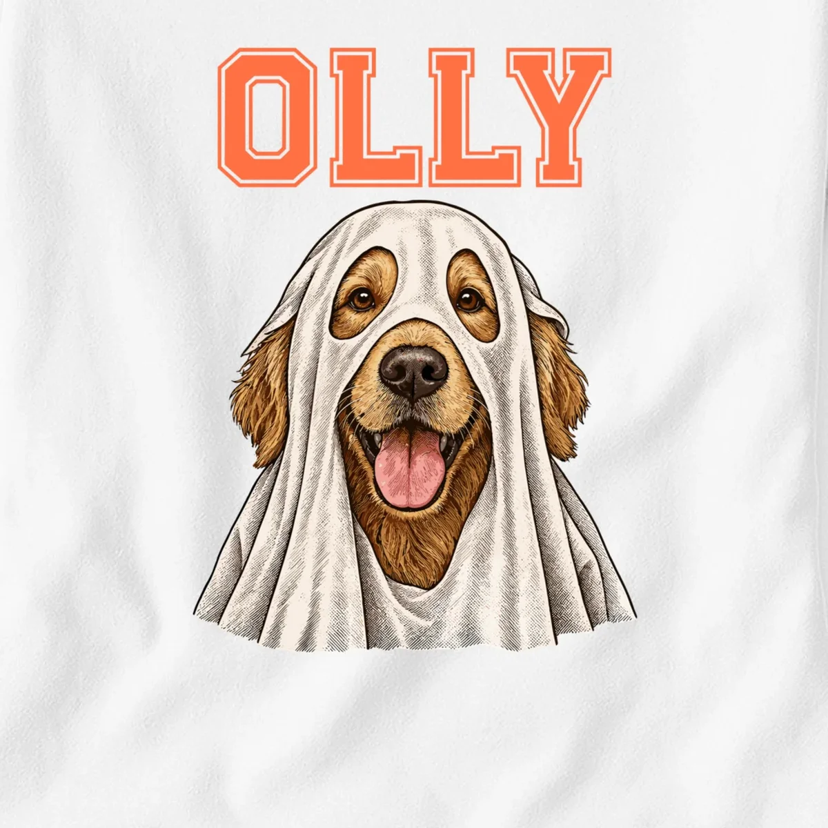 Custom Halloween Ghost Pet Portrait with Name – Personalized Spooky Dog & Cat Shirt Women's T-Shirt - Front - Close-up