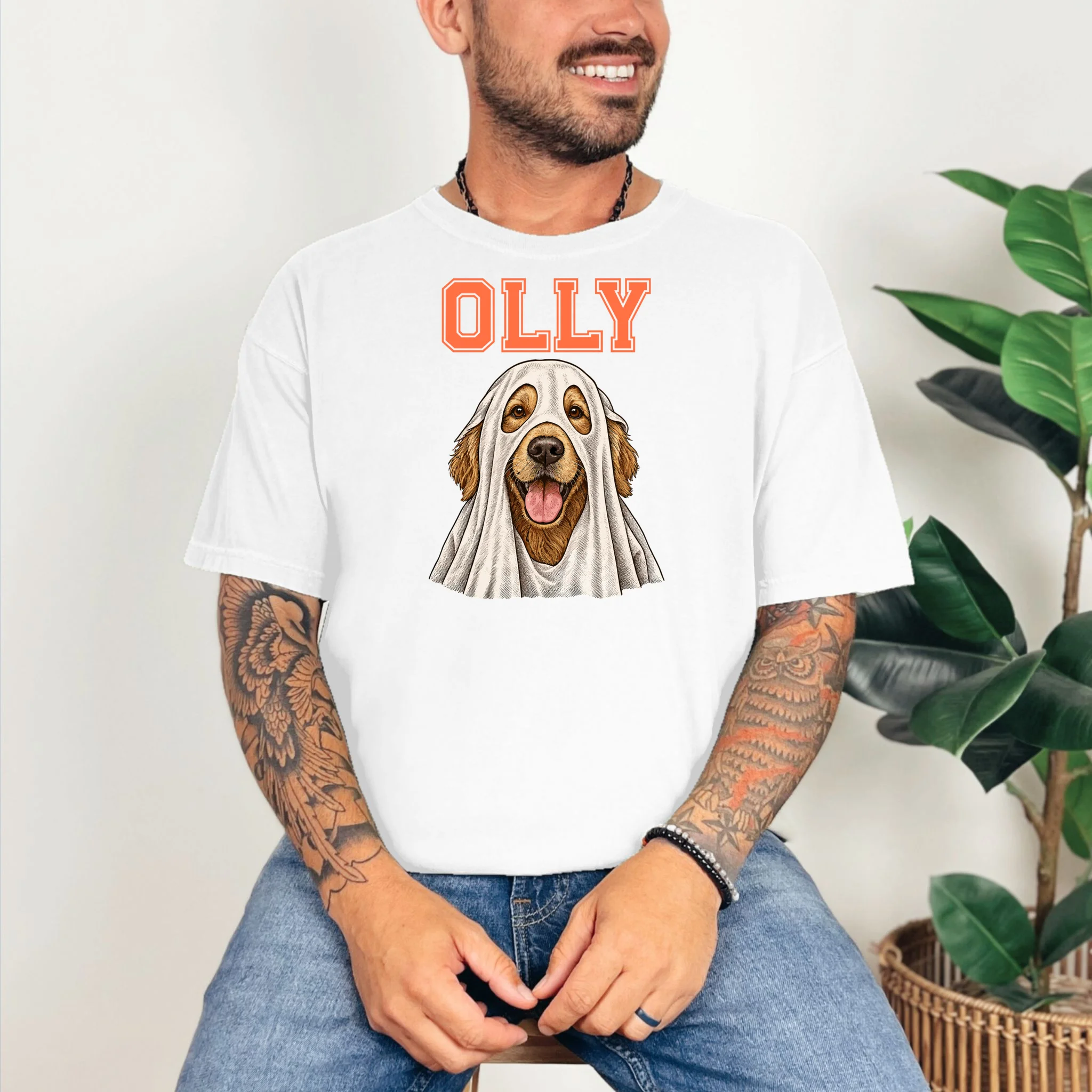 Custom Personalized Pet Portrait Shirt - Custom Dog Name Comfort Colors Unisex T-Shirt - Front 2