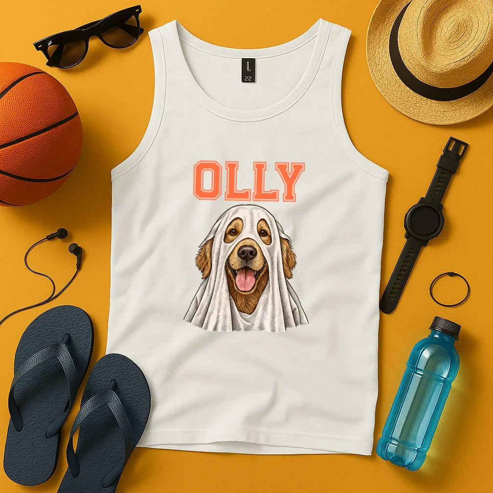 Custom Personalized Pet Portrait Shirt - Custom Dog Name Men's Tank Top - Front 3