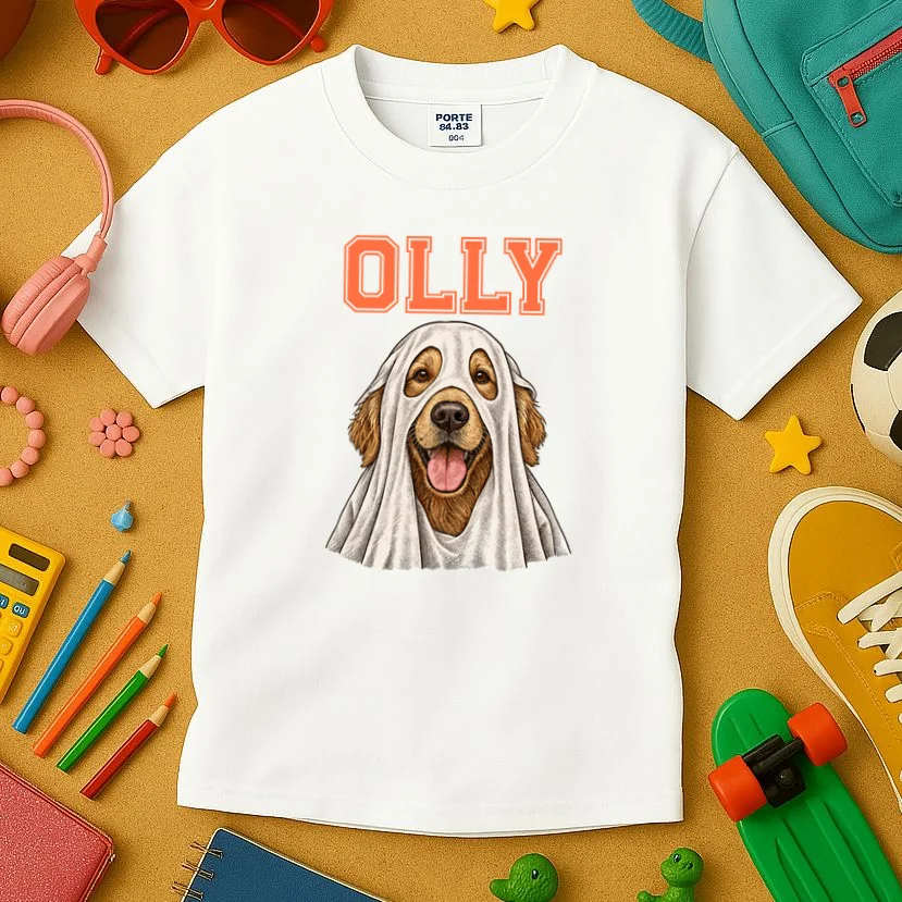 Custom Personalized Pet Portrait Shirt - Custom Dog Name Kids T-Shirt - Front 2