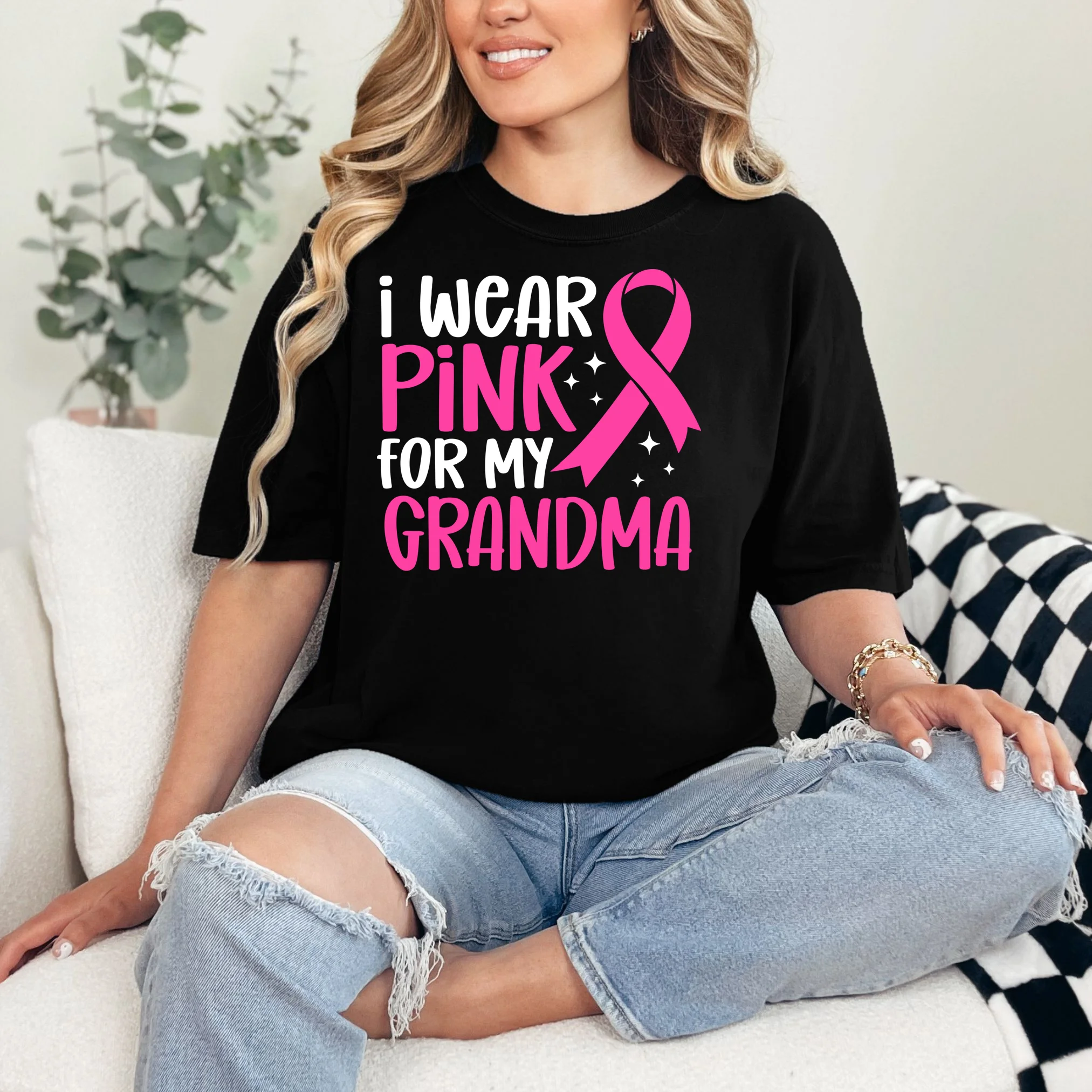 I Wear Pink For My Custom Text Personalized Breast Cancer Awareness Custom Name T-Shirt - Front 1