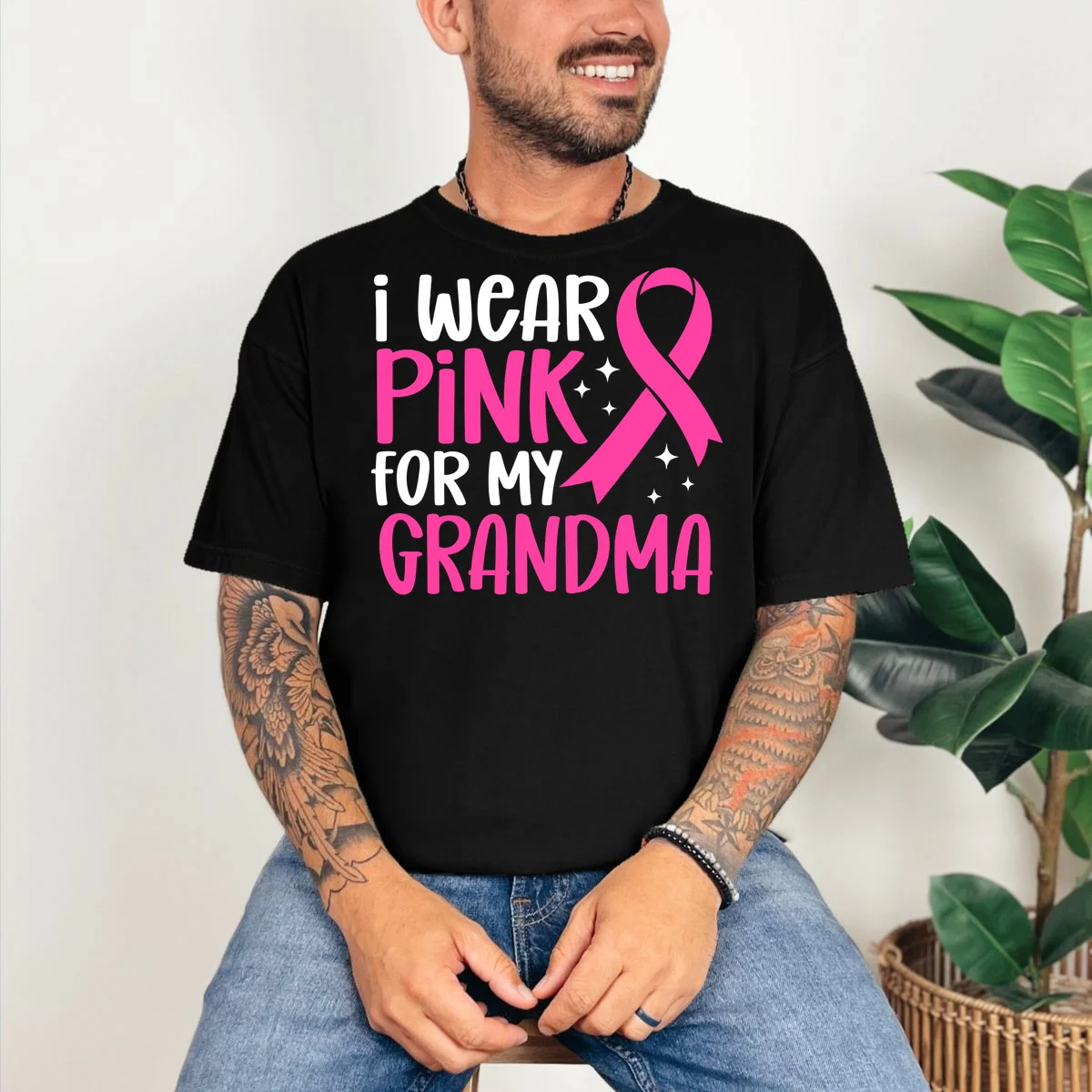 I Wear Pink For My Custom Text Personalized Breast Cancer Awareness Custom Name T-Shirt - Front 2