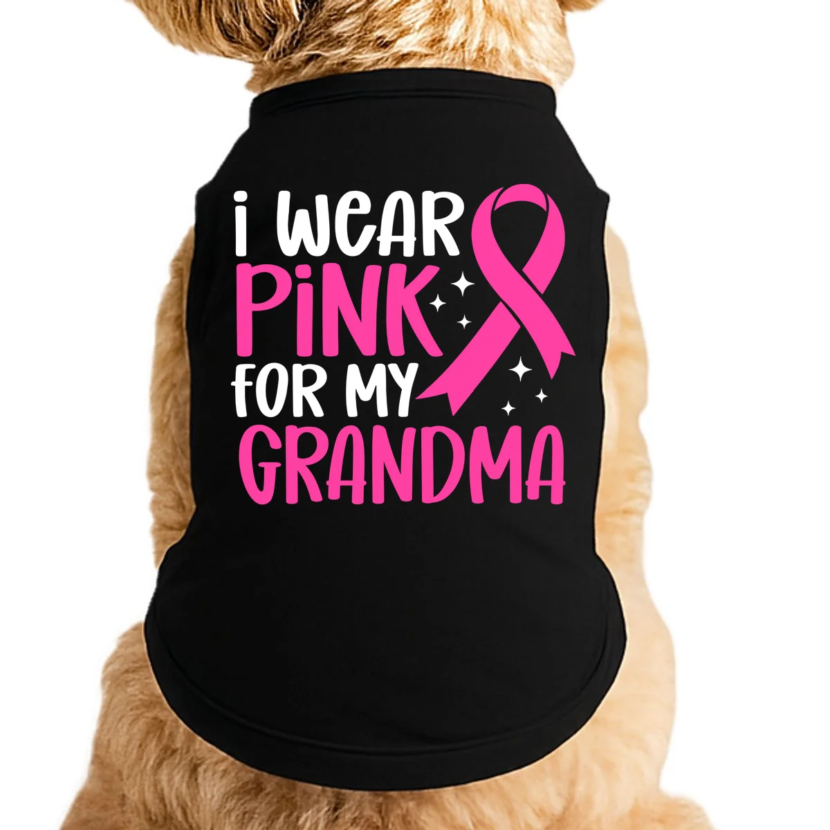 I Wear Pink For My Custom Text Personalized Breast Cancer Awareness Custom Name Doggie Tank - Front