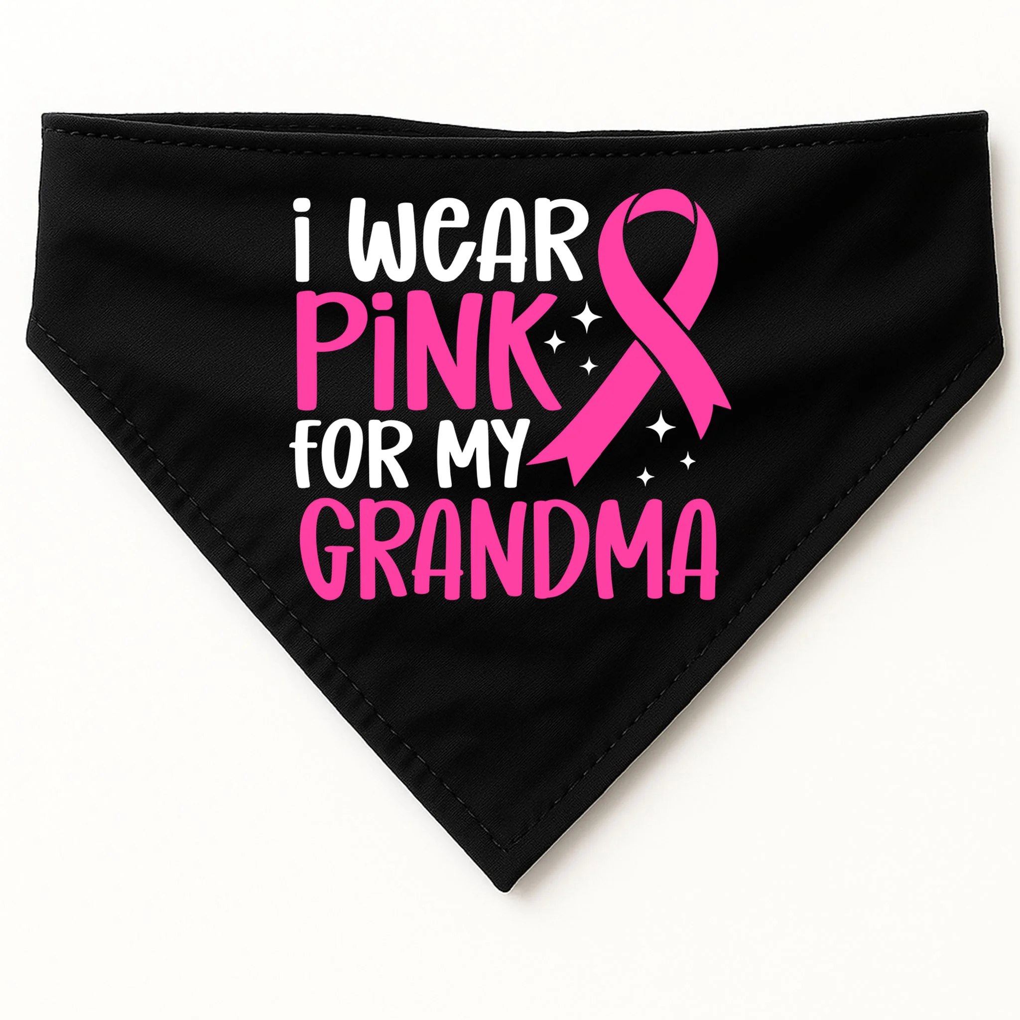 I Wear Pink For My Custom Text Personalized Breast Cancer Awareness Custom Name Dog Bandana - Front