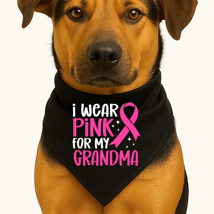 I Wear Pink For My Custom Text Personalized Breast Cancer Awareness Custom Name Dog Bandana - Front 1