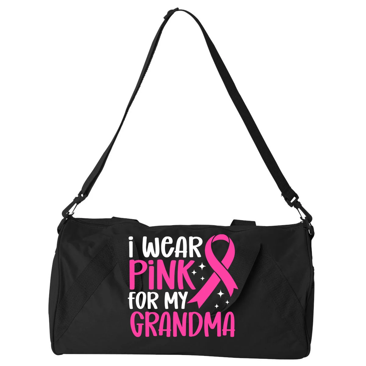 I Wear Pink For My Custom Text Personalized Breast Cancer Awareness Custom Name Duffel Bag - Front