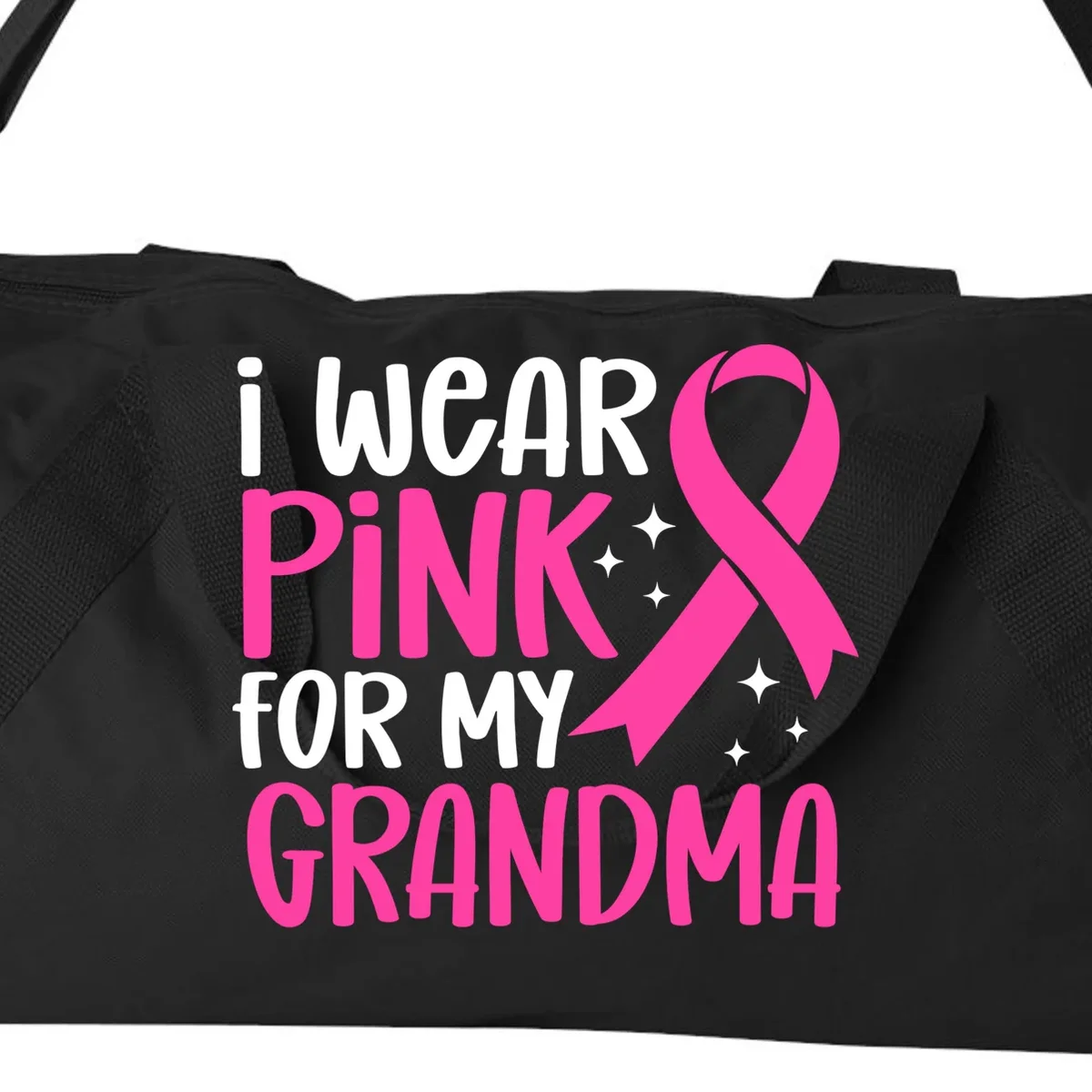 I Wear Pink For My Custom Text Personalized Breast Cancer Awareness Custom Name Duffel Bag - Front - Close-up