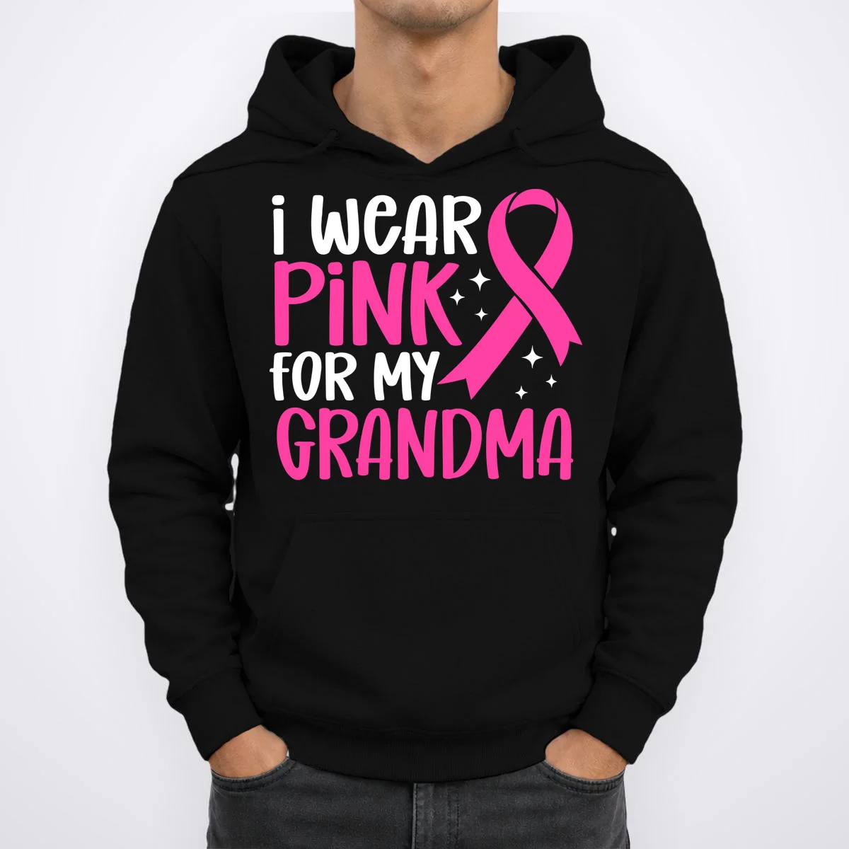 I Wear Pink For My Custom Text Personalized Breast Cancer Awareness Custom Name Hoodie - Front 1