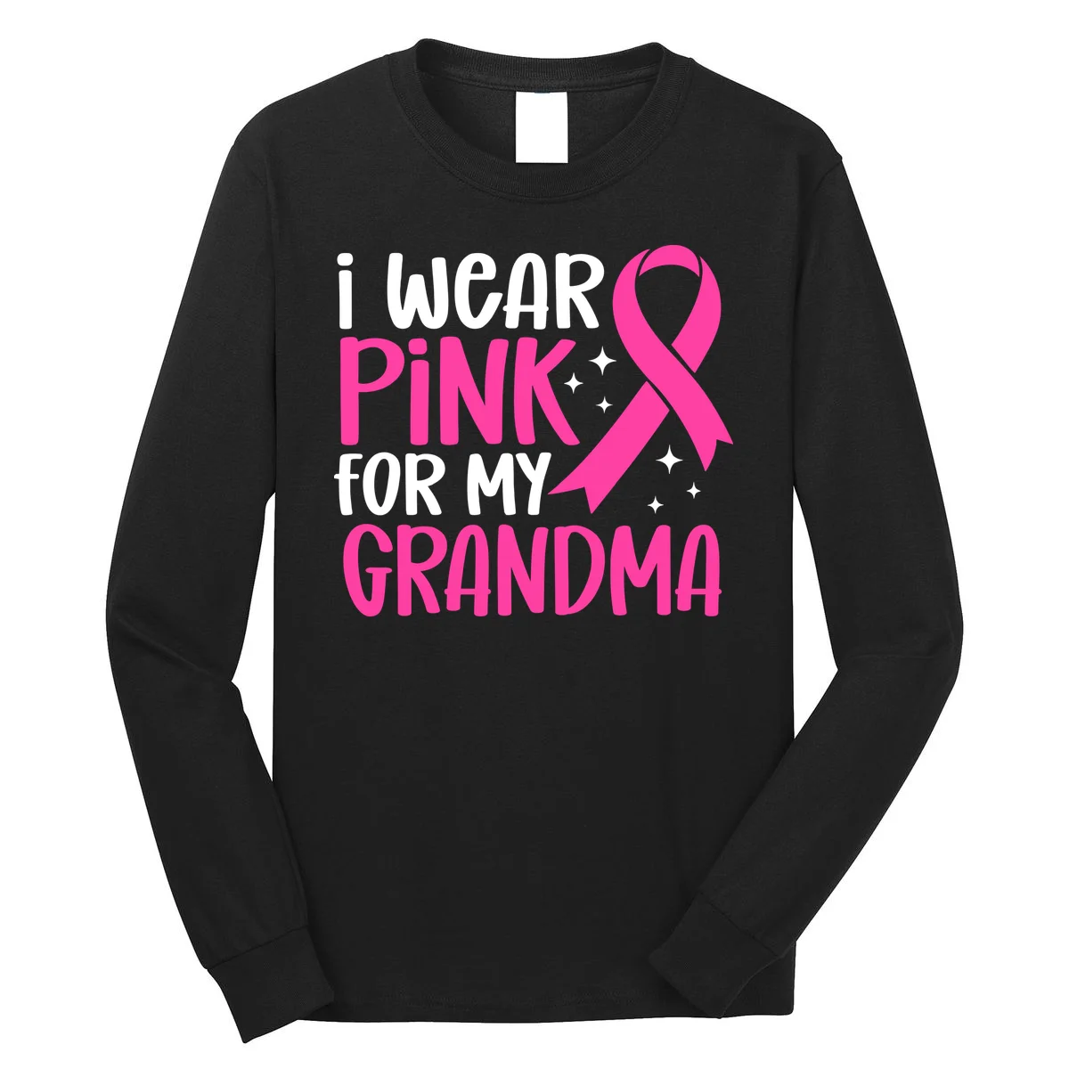 I Wear Pink For My Custom Text Personalized Breast Cancer Awareness Custom Name Long Sleeve Shirt - Front