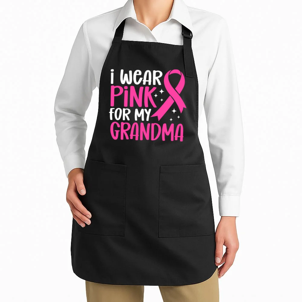 I Wear Pink For My Custom Text Personalized Breast Cancer Awareness Custom Name Apron - Front 1