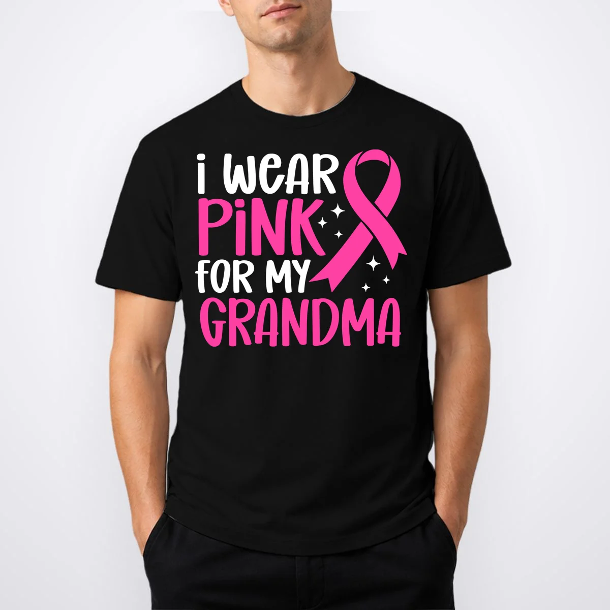 I Wear Pink For My Custom Text Personalized Breast Cancer Awareness Custom Name T-Shirt - Front 1