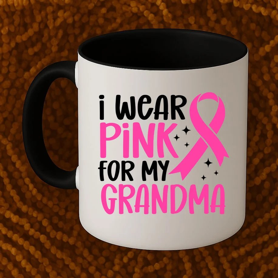 I Wear Pink For My Custom Text Personalized Breast Cancer Awareness Custom Name Coffee Mug - Front 1