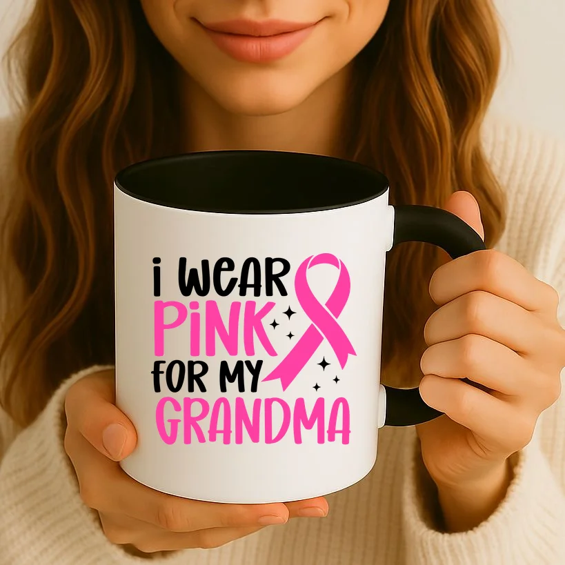 I Wear Pink For My Custom Text Personalized Breast Cancer Awareness Custom Name Coffee Mug - Front 2