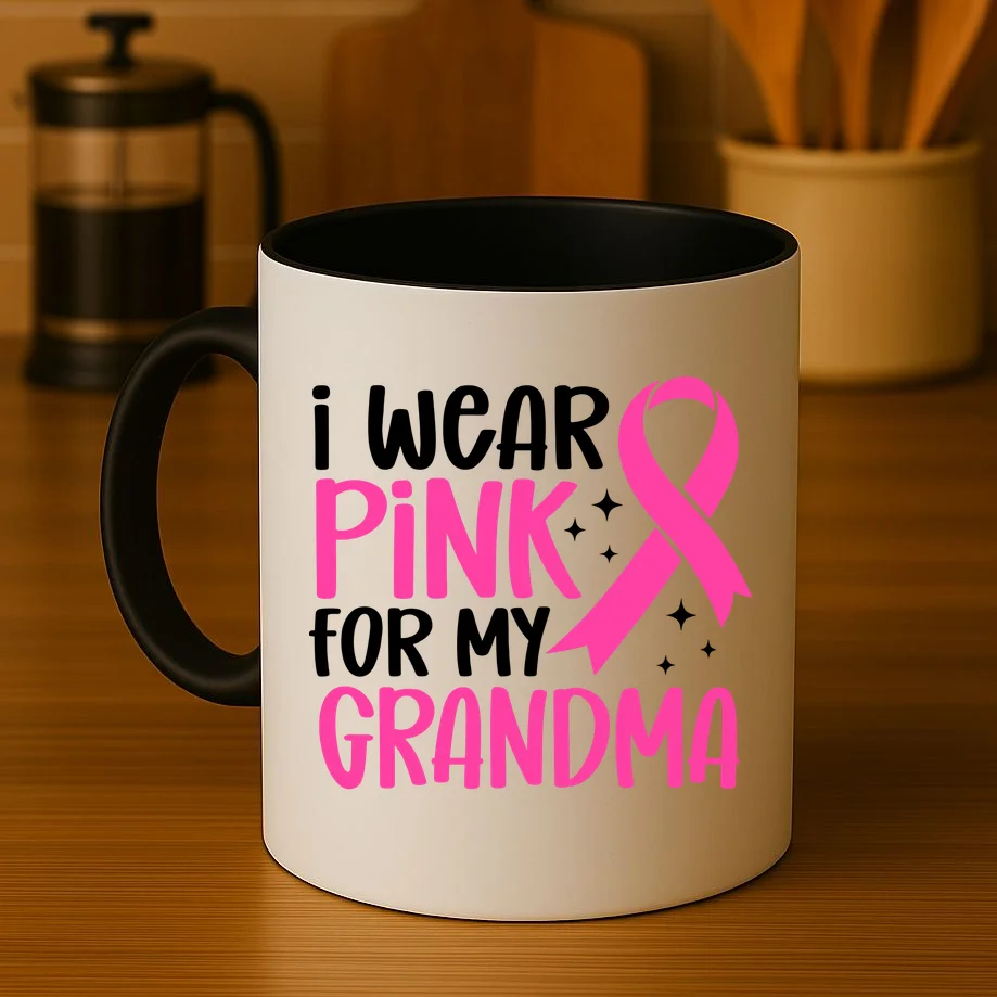 I Wear Pink For My Custom Text Personalized Breast Cancer Awareness Custom Name Coffee Mug - Front 3