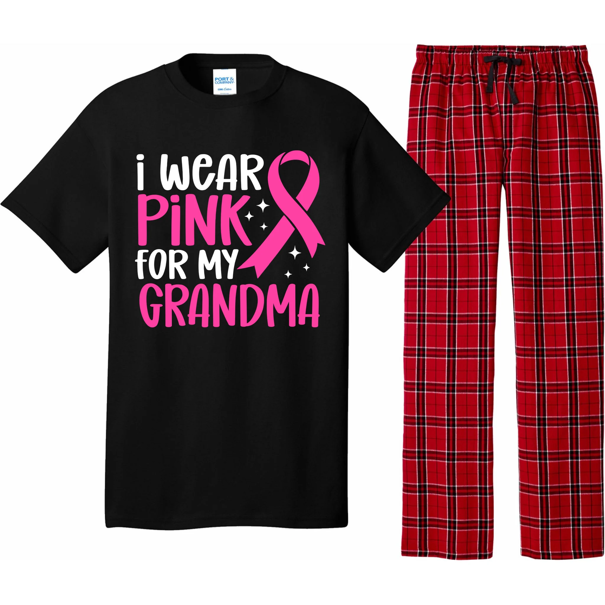 I Wear Pink For My Custom Text Personalized Breast Cancer Awareness Custom Name Men's Pajamas - Front