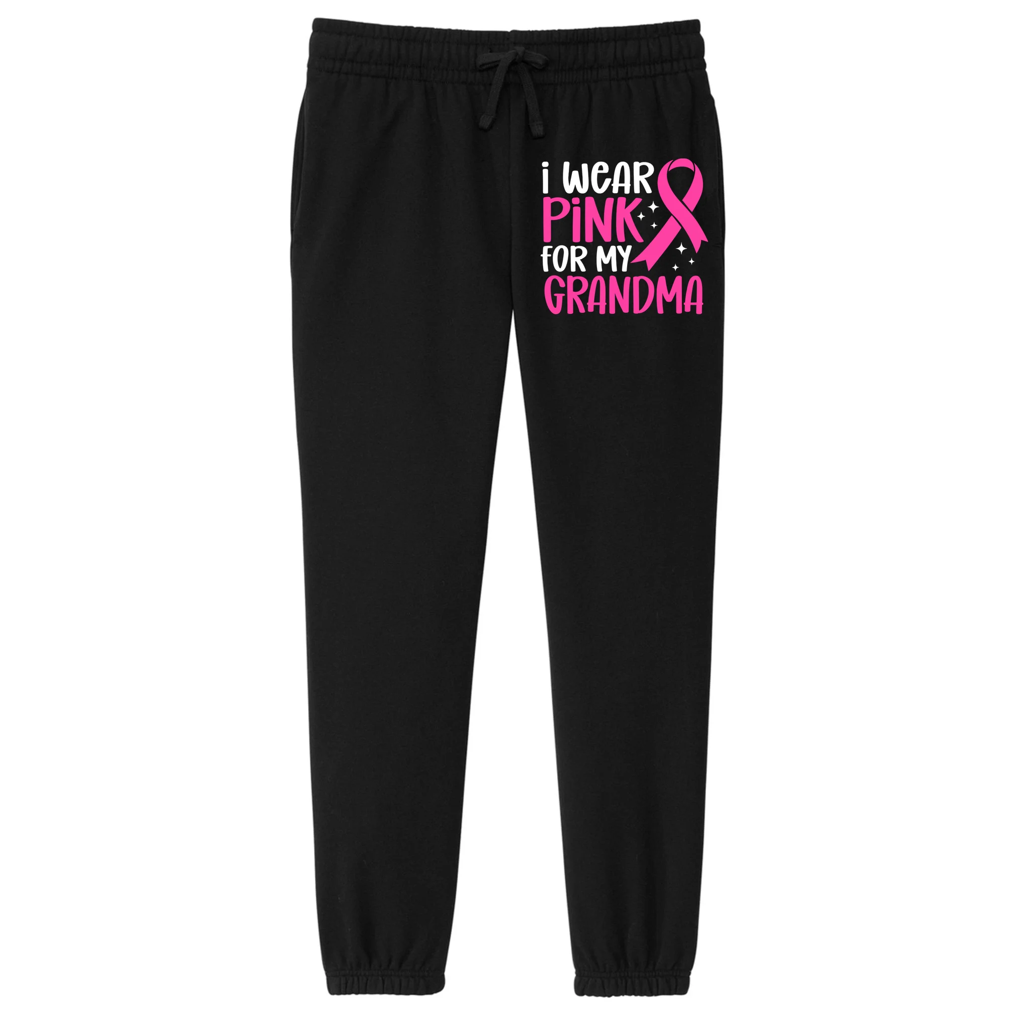 I Wear Pink For My Custom Text Personalized Breast Cancer Awareness Custom Name Women's Fleece Sweatpants - Front