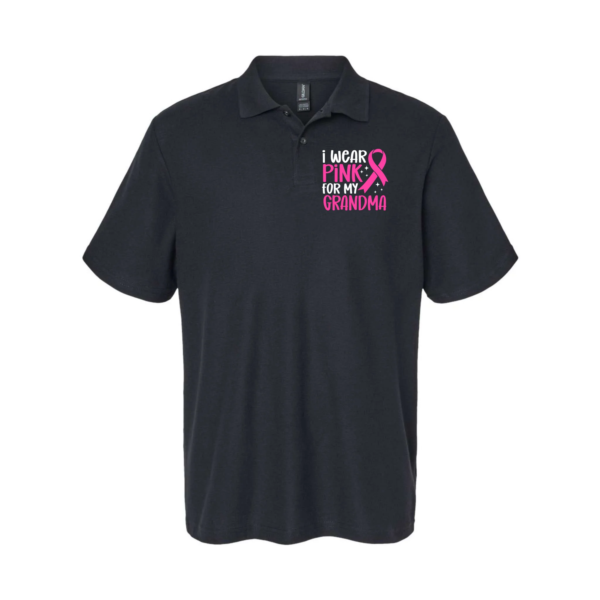 I Wear Pink For My Custom Text Personalized Breast Cancer Awareness Custom Name Men's Polo - Front