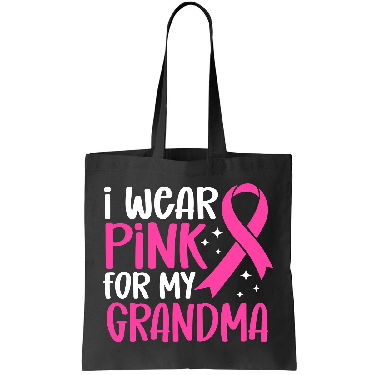I Wear Pink For My Custom Text Personalized Breast Cancer Awareness Custom Name Tote Bag - Front