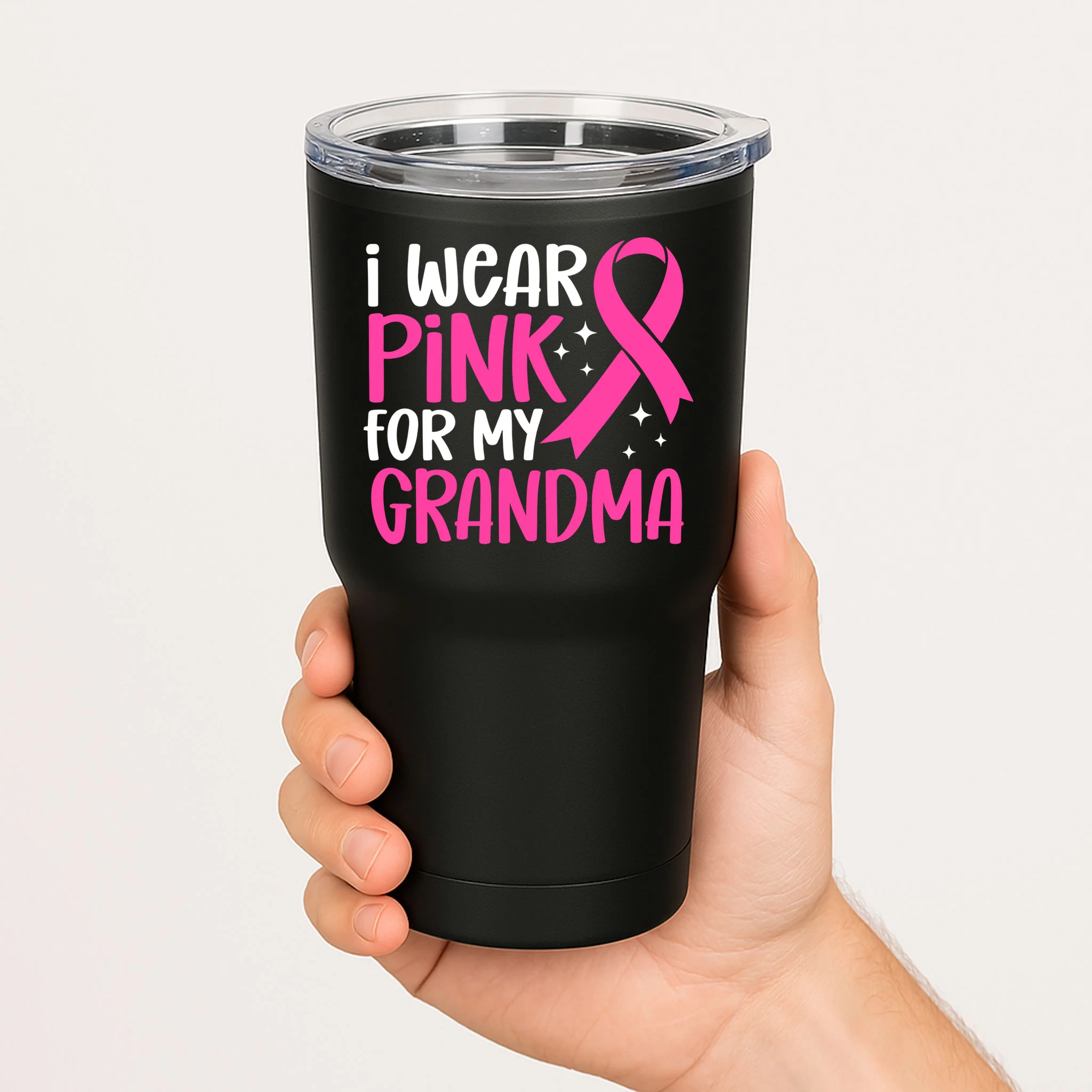I Wear Pink For My Custom Text Personalized Breast Cancer Awareness Custom Name 20oz Tumbler - Front 1