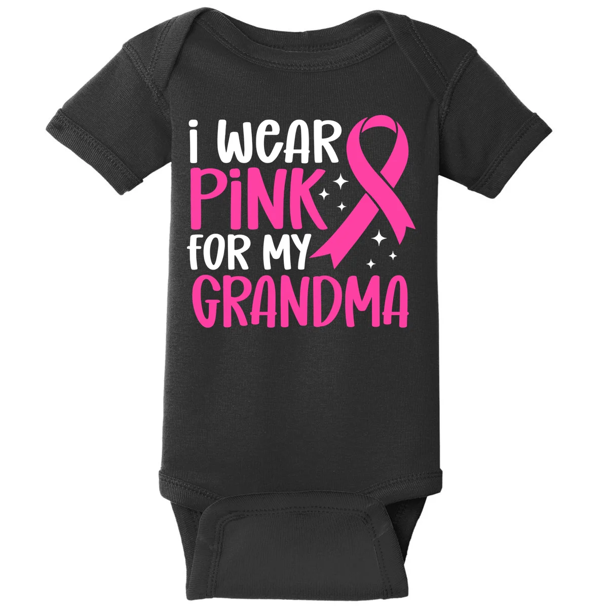 I Wear Pink For My Custom Text Personalized Breast Cancer Awareness Custom Name Baby Bodysuit - Front