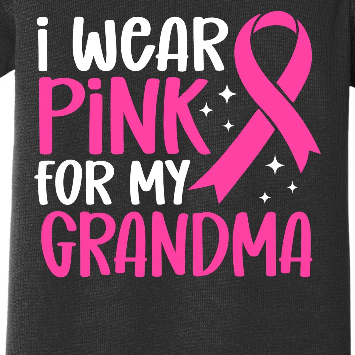 I Wear Pink For My Custom Text Personalized Breast Cancer Awareness Custom Name Baby Bodysuit - Front - Close-up