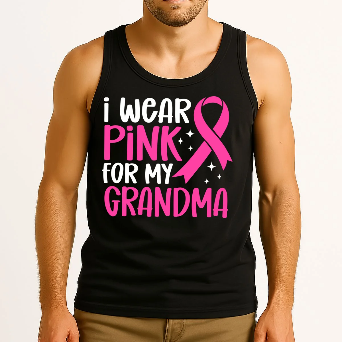 I Wear Pink For My Custom Text Personalized Breast Cancer Awareness Custom Name Tank Top - Front 2