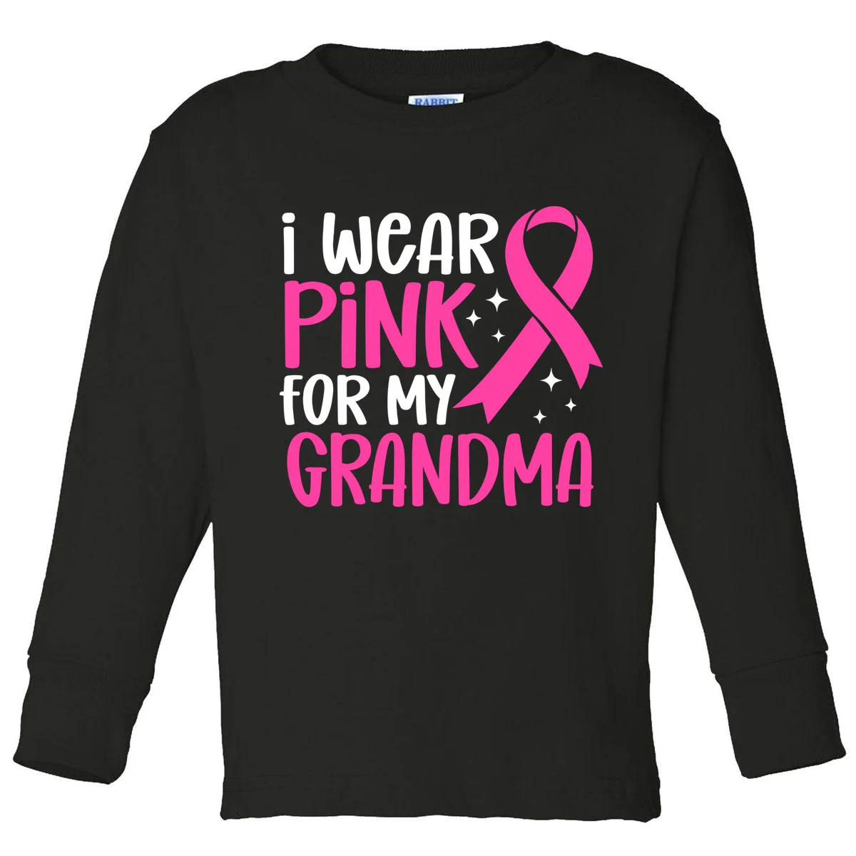 I Wear Pink For My Custom Text Personalized Breast Cancer Awareness Custom Name Toddler Long Sleeve Shirt - Front