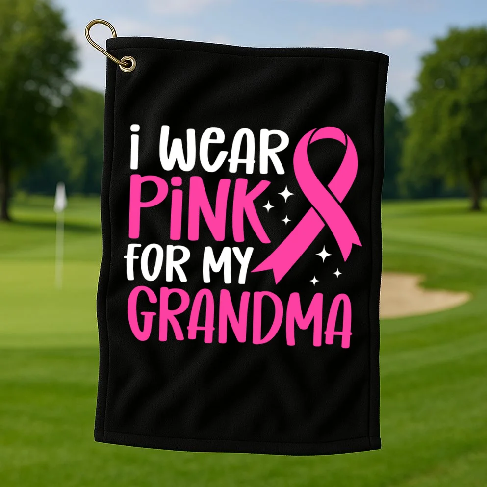 I Wear Pink For My Custom Text Personalized Breast Cancer Awareness Custom Name Golf Towel - Front 1