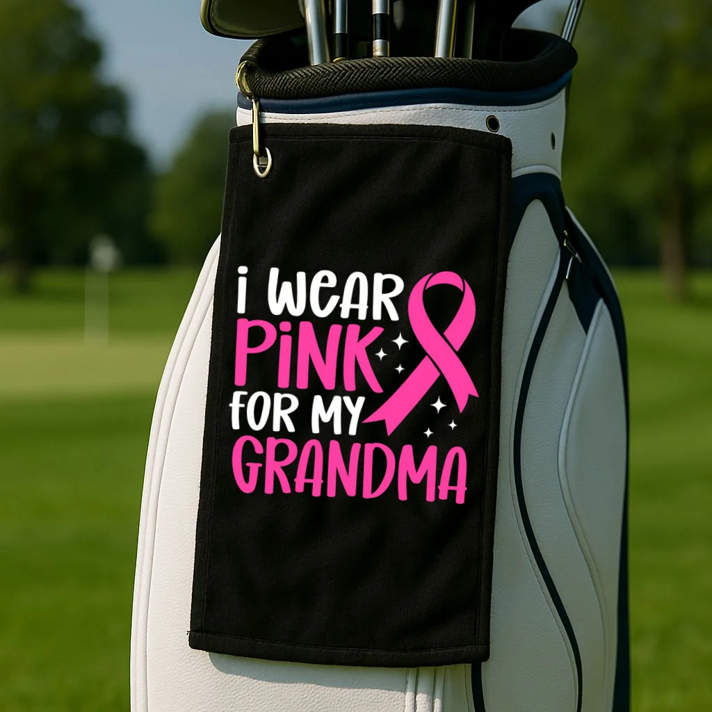 I Wear Pink For My Custom Text Personalized Breast Cancer Awareness Custom Name Golf Towel - Front 2