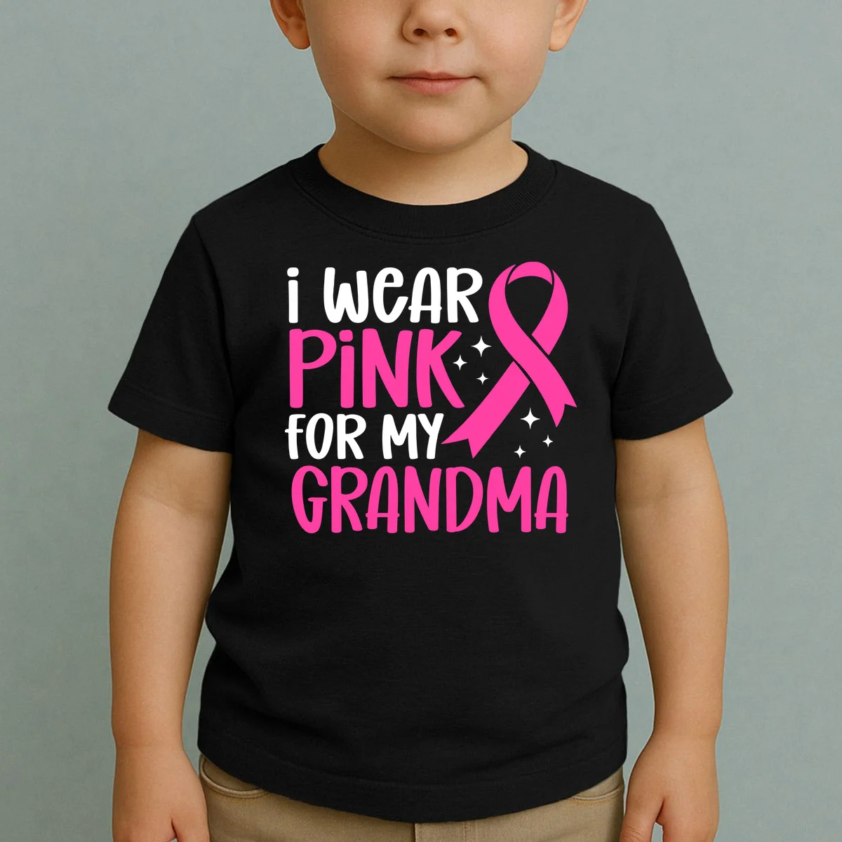 I Wear Pink For My Custom Text Personalized Breast Cancer Awareness Custom Name Toddler T-Shirt - Front 1