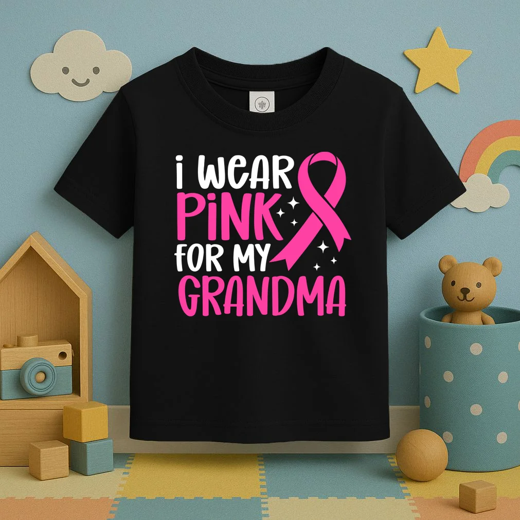 I Wear Pink For My Custom Text Personalized Breast Cancer Awareness Custom Name Toddler T-Shirt - Front 2