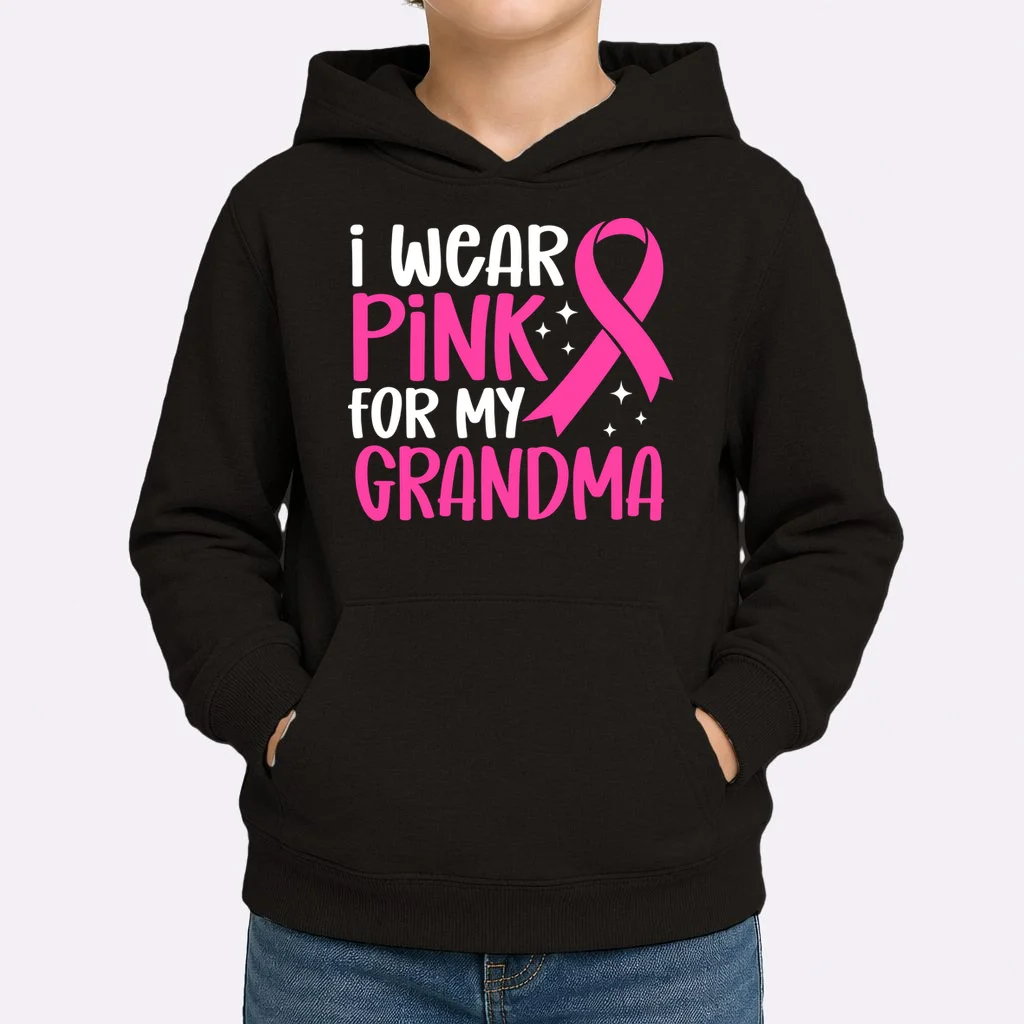I Wear Pink For My Custom Text Personalized Breast Cancer Awareness Custom Name Kids Hoodie - Front 1