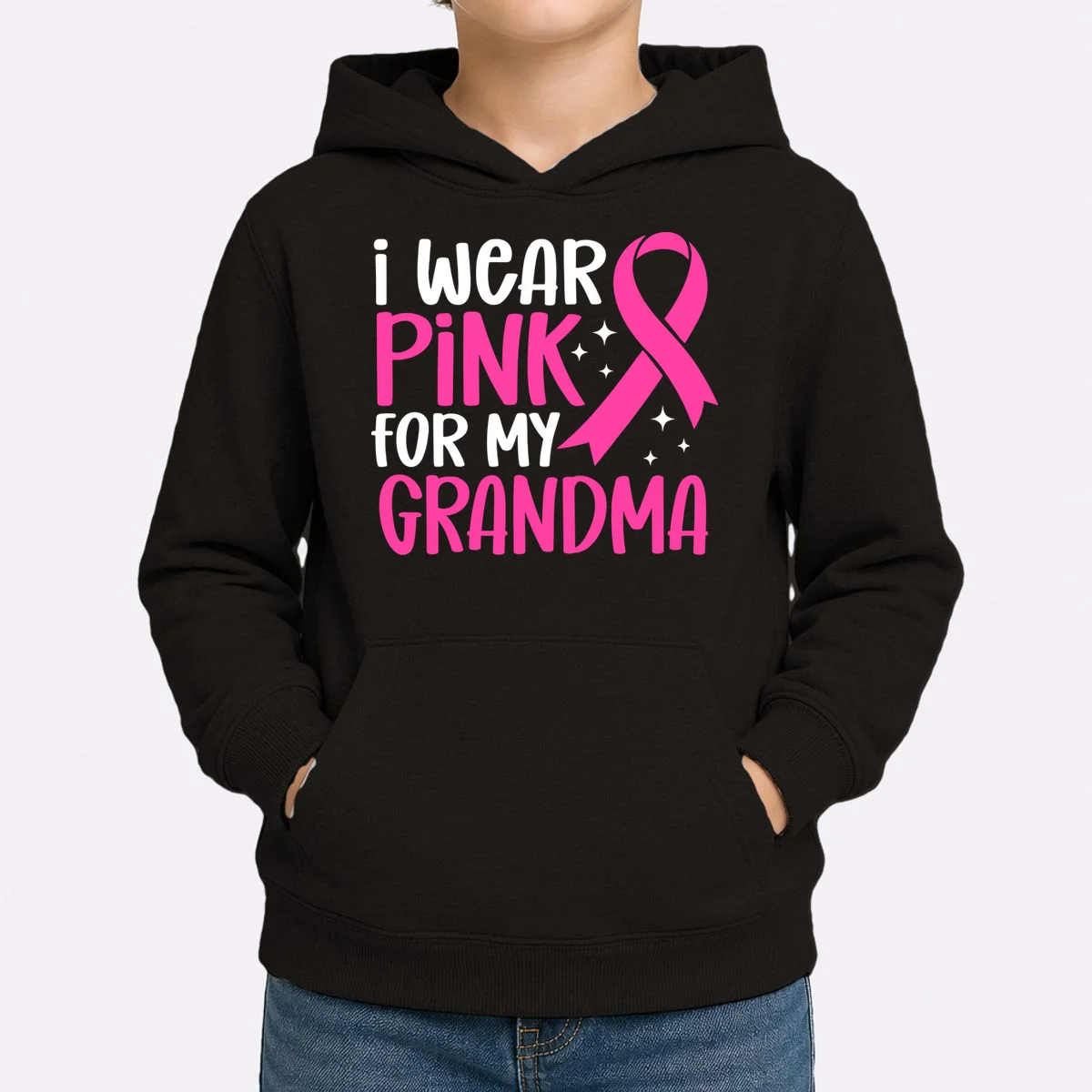 I Wear Pink For My Custom Text Personalized Breast Cancer Awareness Custom Name Kids Hoodie - Front 1