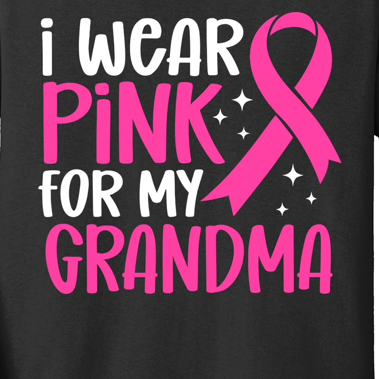 I Wear Pink For My Custom Text Personalized Breast Cancer Awareness Custom Name Kids Long Sleeve Shirt - Front - Close-up