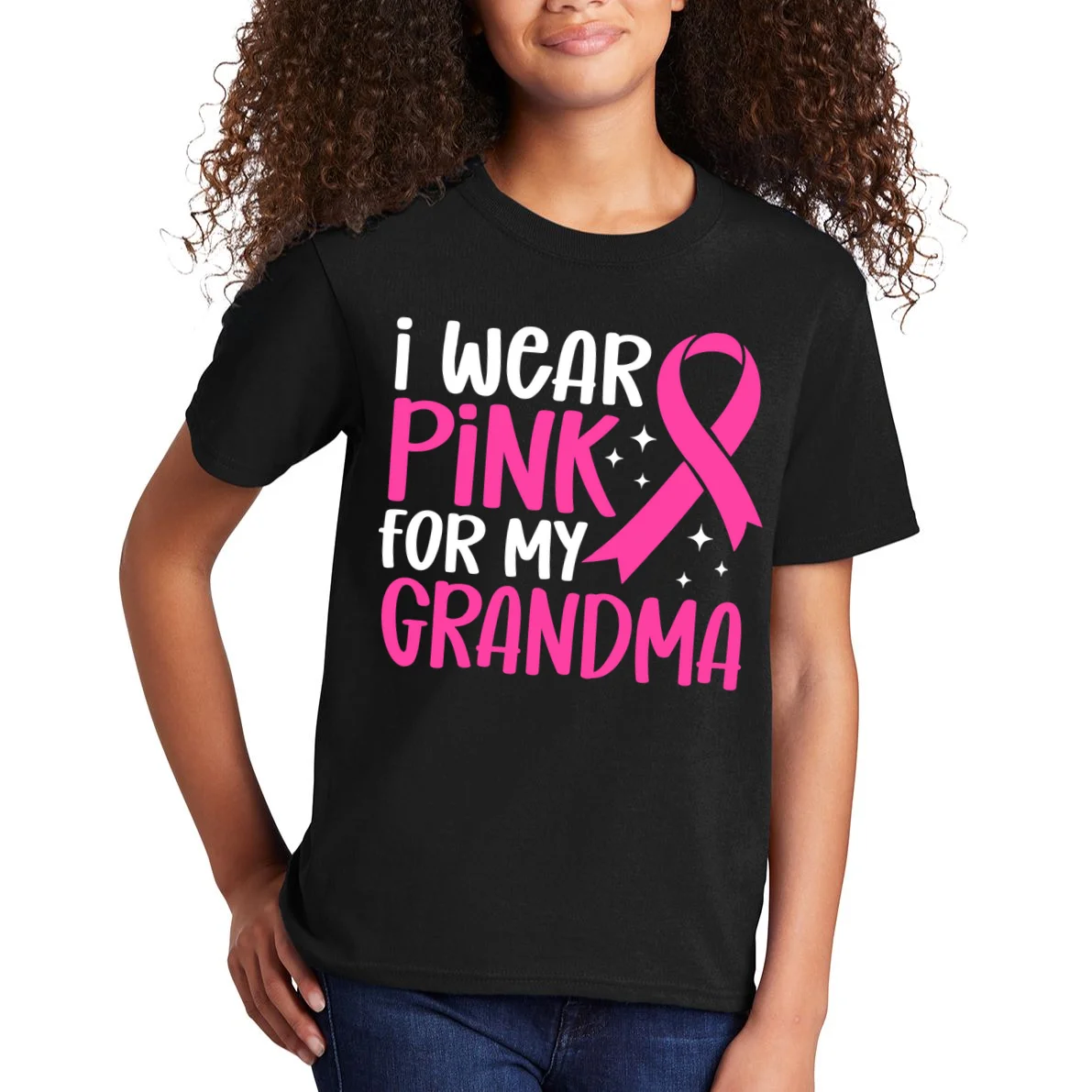 I Wear Pink For My Custom Text Personalized Breast Cancer Awareness Custom Name Kids T-Shirt - Front 1