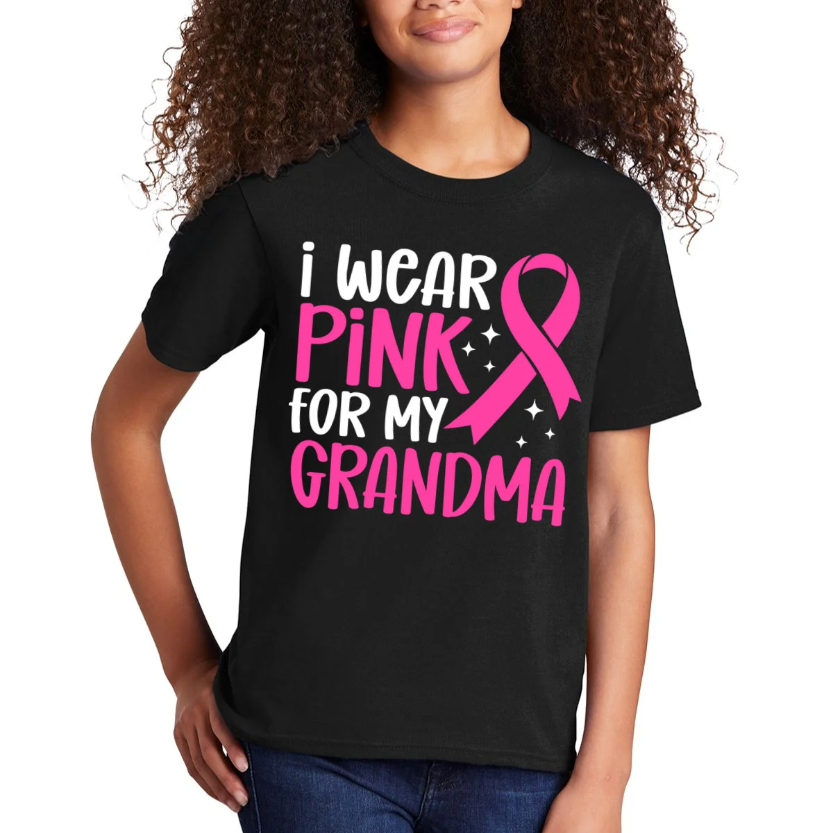 I Wear Pink For My Custom Text Personalized Breast Cancer Awareness Custom Name Kids T-Shirt - Front 1