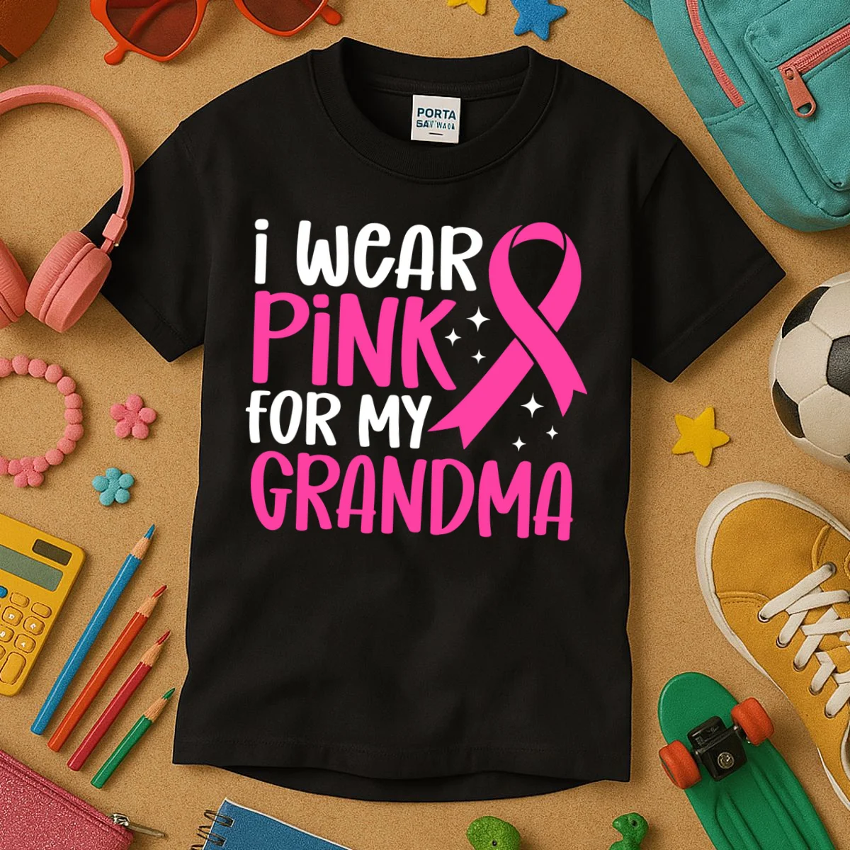 I Wear Pink For My Custom Text Personalized Breast Cancer Awareness Custom Name Kids T-Shirt - Front 2