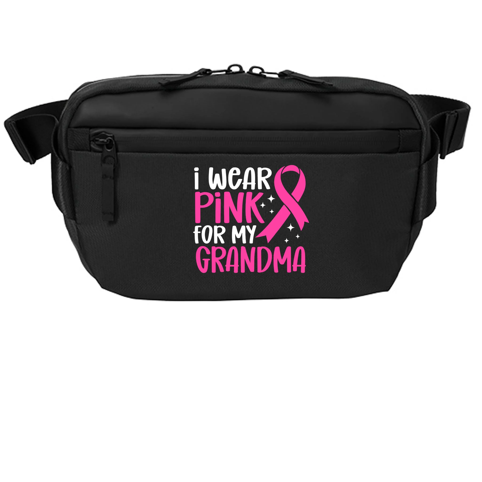 I Wear Pink For My Custom Text Personalized Breast Cancer Awareness Custom Name Crossbody - Front