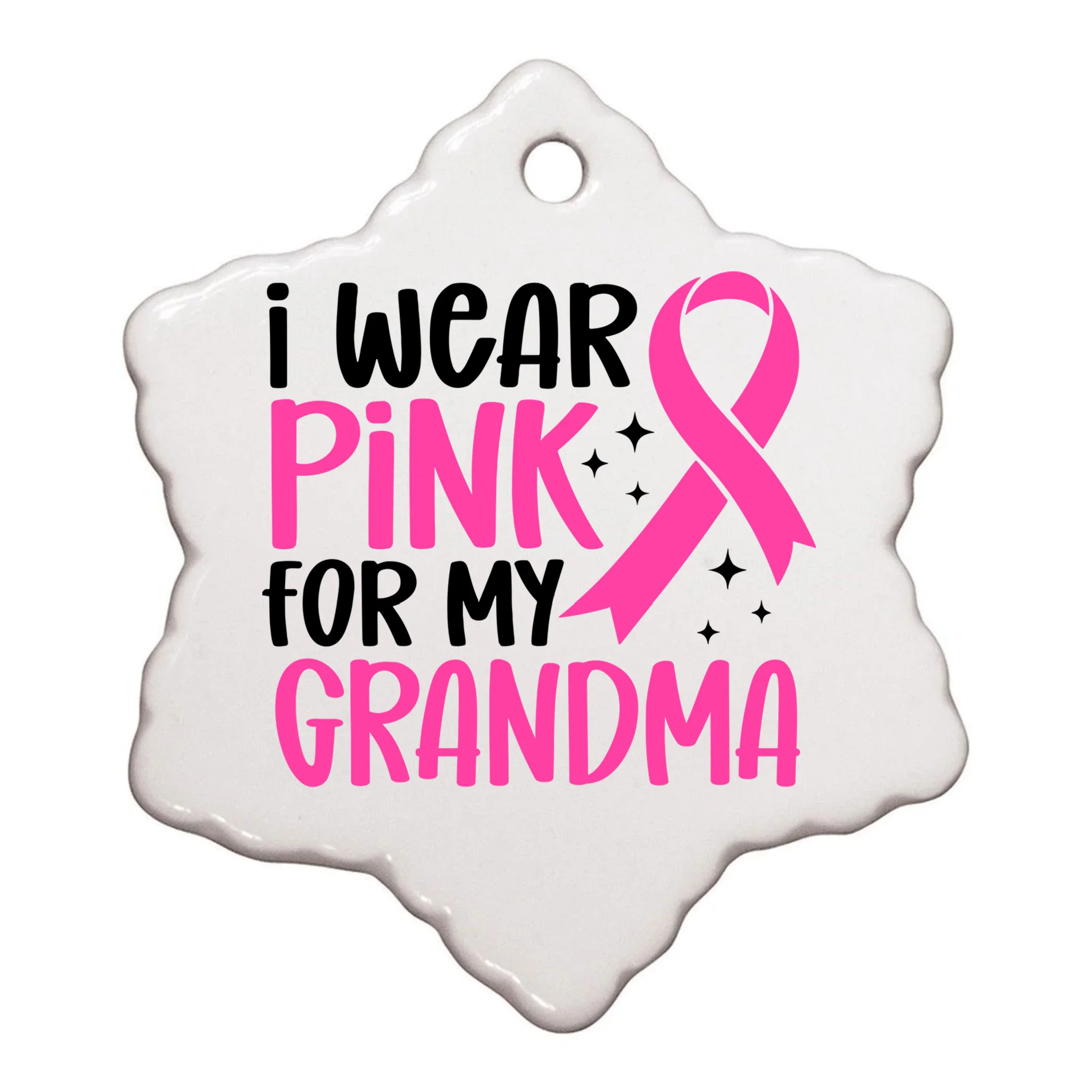 I Wear Pink For My Custom Text Personalized Breast Cancer Awareness Custom Name Ornament - Front