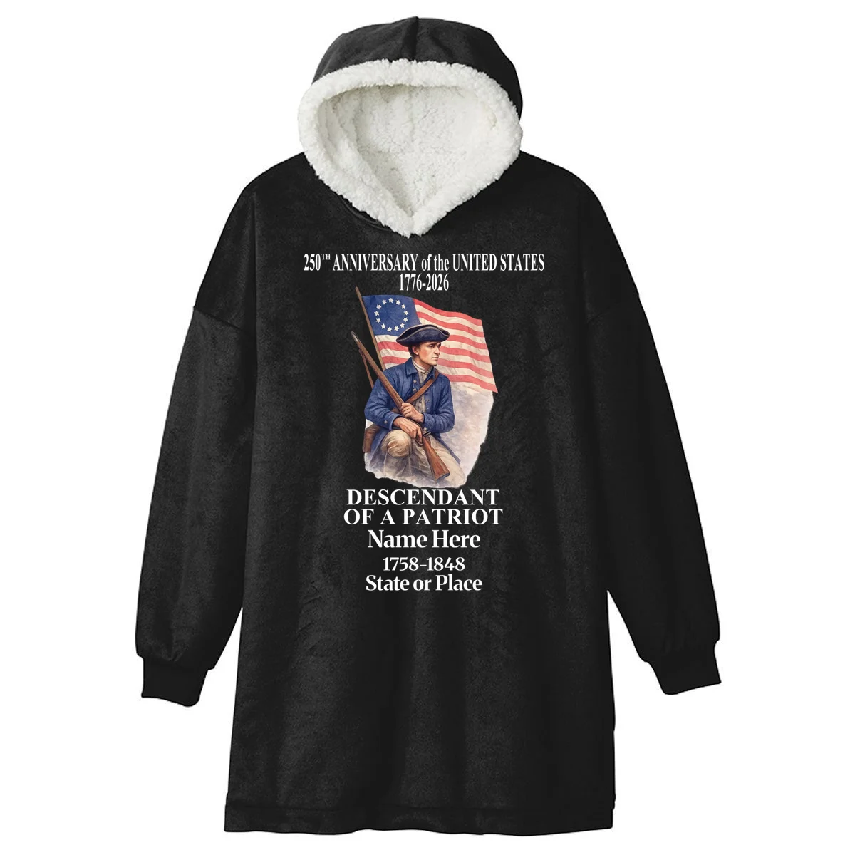 Personalized 250 Years Of America 250th Anniversary Custom Hooded Blanket - Front
