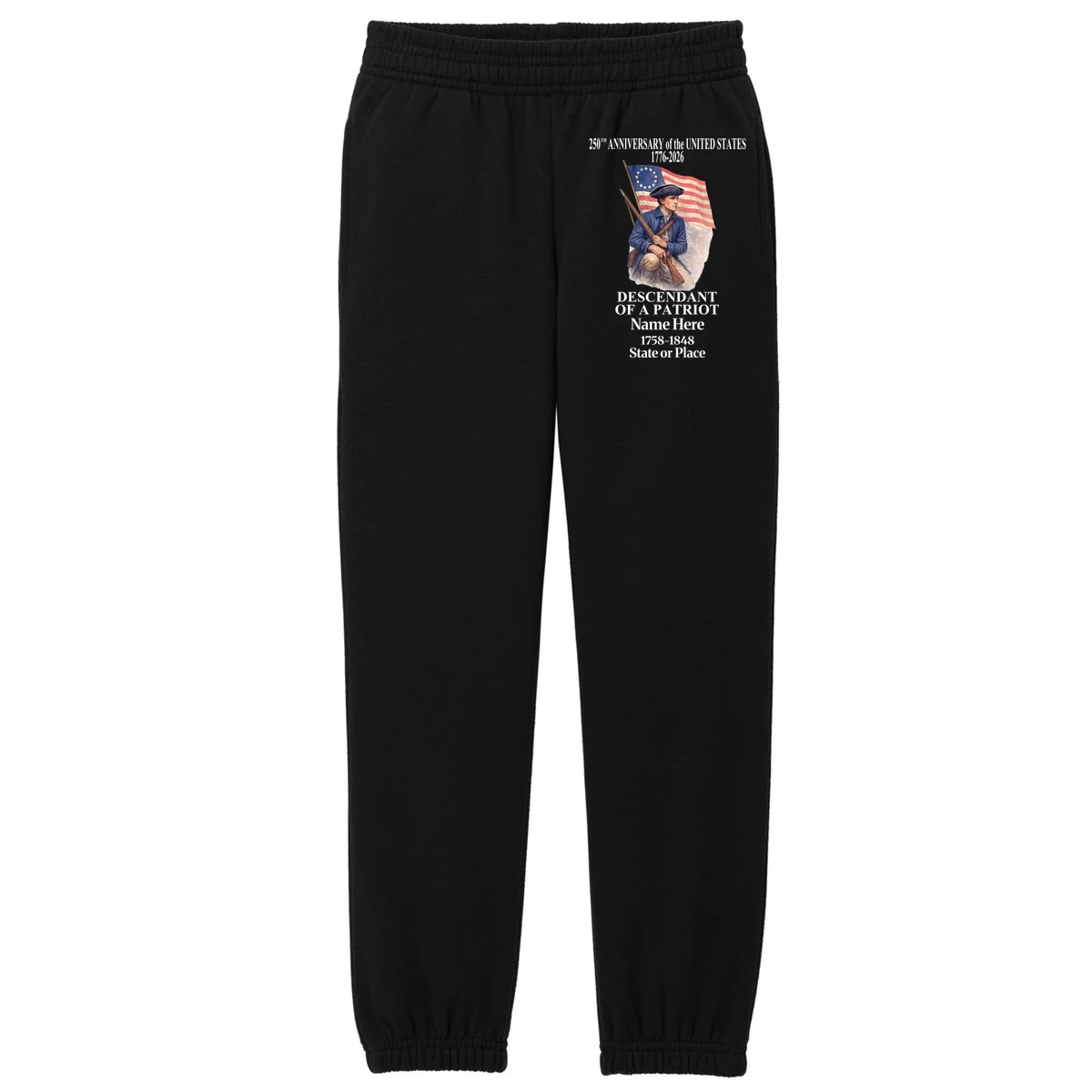 Personalized 250 Years Of America 250th Anniversary Custom Kids Fleece Sweatpants - Front