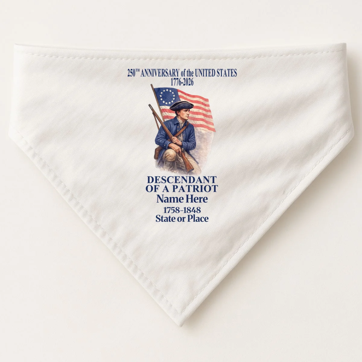 Personalized 250 Years Of America 250th Anniversary Custom Dog Bandana - Front