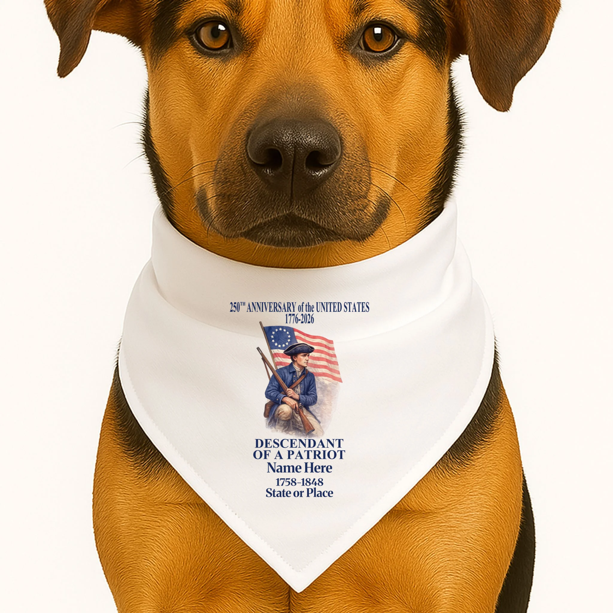 Personalized 250 Years Of America 250th Anniversary Custom Dog Bandana - Front 1