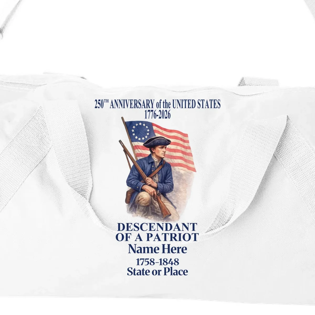 Personalized 250 Years Of America 250th Anniversary Custom Duffel Bag - Front - Close-up