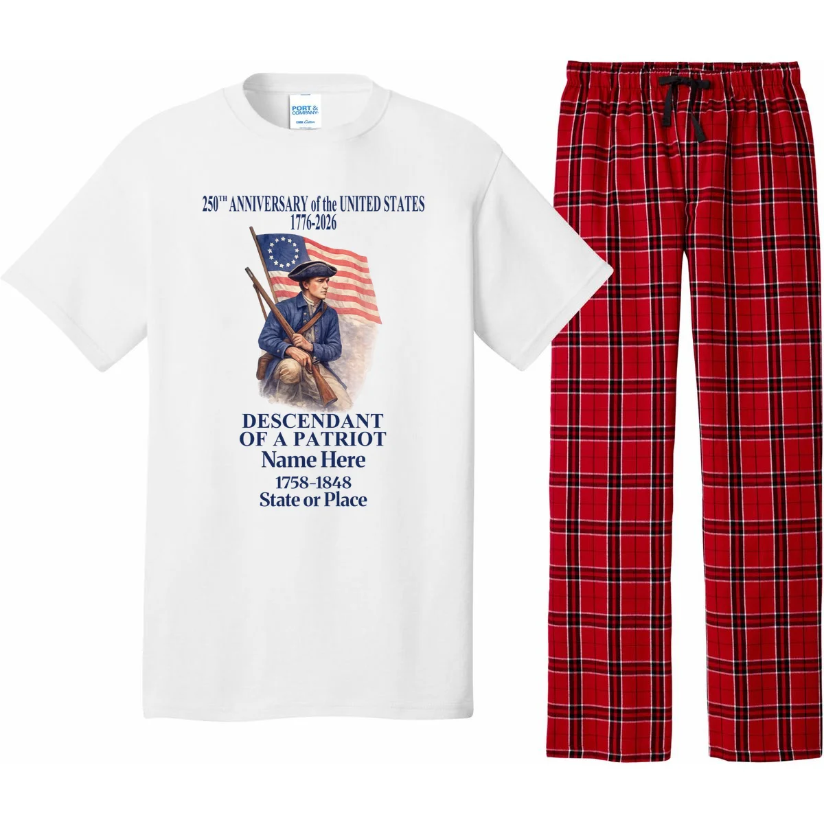 Personalized 250 Years Of America 250th Anniversary Custom Pajama Set - Front