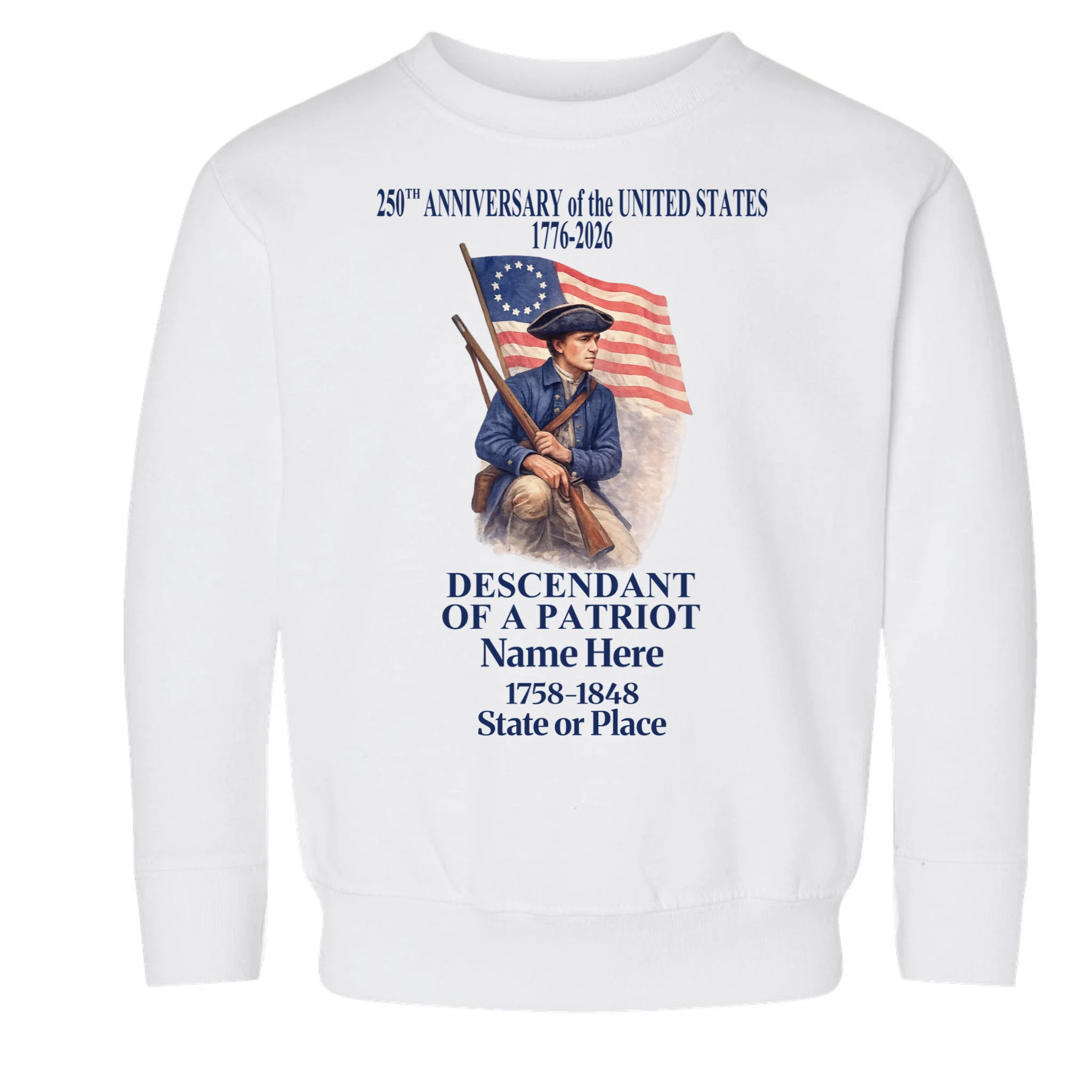 Personalized 250 Years Of America 250th Anniversary Custom Toddler Sweatshirt - Front