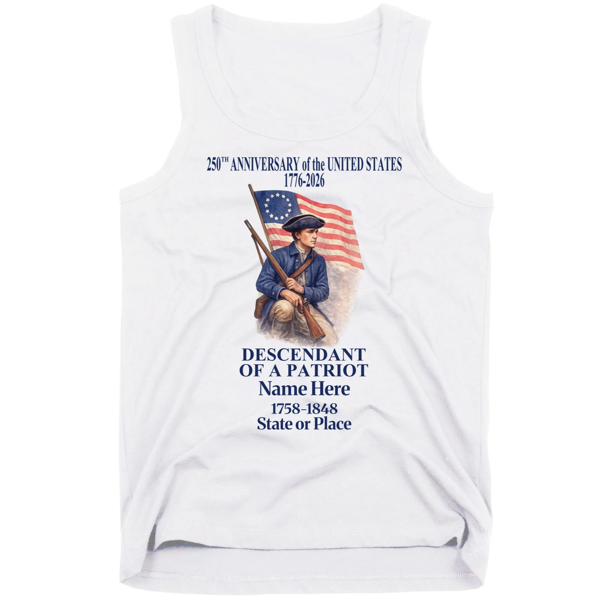 Personalized 250 Years Of America 250th Anniversary Custom Men's Tank Top - Front